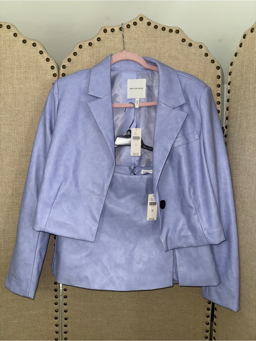 Avec Les Filles Lilac Faux Suede Blazer Jacket